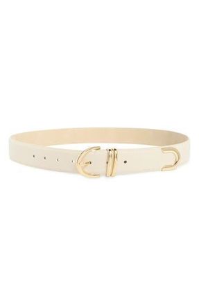 Steve Madden Feathered Edge Faux Leather Belt in Cream at Nordstrom Rack, Size X-Large