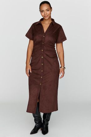 Pilcro Greer Faux Suede Midi Shirtdress