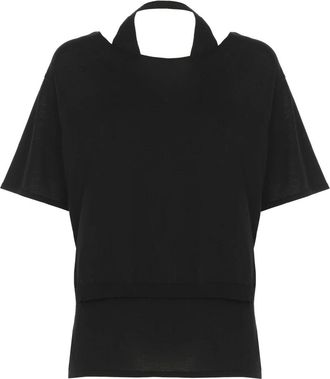 KANGRA Tops, Dames, Zwart, L, Katoen, Zwart Kasjmier Katoenen T-shirt Ronde Hals