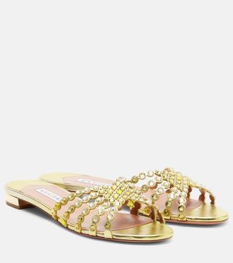 Aquazzura Sandalias Tequila de piel con cristales