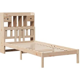vidaXL Cama Con Estanter&iacute;a Sin Colch&oacute;n Madera Maciza De Pino 75x190 Cm Vidaxl