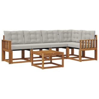 vidaXL Conjunto De Sof&aacute;s De Exterior 6 Pcs Gris Natural Y Claro Vidaxl