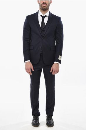 Corneliani CC COLLECTION 3-Piece Virgin Wool Suit With Classic Lapel size 48