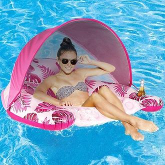 No Brand Flotador De Piscina Con Toldo Y Portavasos - Silla De Piscina Tama&ntilde;o King - Flotador De Relajaci&oacute;n Con Toldo Ajustable - Flotador Inflable Para Adulto