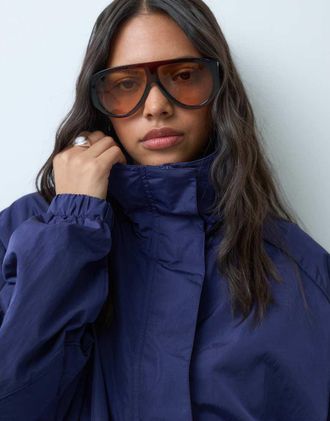 Arket giacca bomber sportiva con collo a imbuto blu
