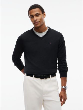 Tommy Hilfiger Mens Essential V-Neck Sweater - Black - XXXL