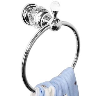 OEM Anillo Porta Toallas - Acabado Cromo Plateado - Dise&ntilde;o Con Elementos Cristalinos - Para Ba&ntilde;o - Unidad