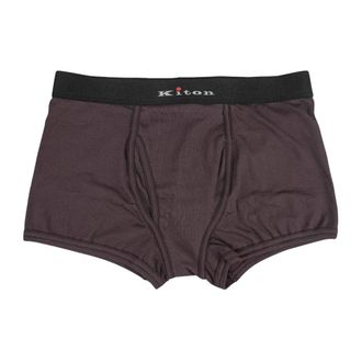 Kiton Stretch Katoenen Boxershorts Met Logo - Heren - Onderbroek - Bruin - 2XL - Katoen - Ondergoed