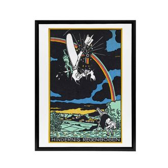 Artery8 Rainbow Obstacle Plane Crash Moriz Jung Framed Canvas Wall Art Print | Size: W24 x H32