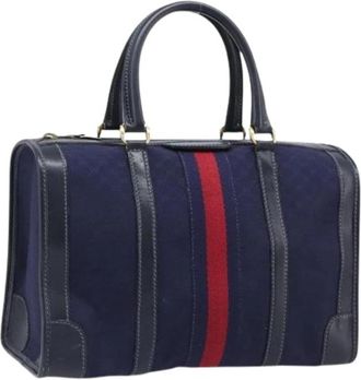 Gucci Pre-owned Vintage Boston Bag - Dames - Vintage Handtas - Blauw - ONE Size - Leer - Vintage