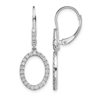Diamond2Deal 14K White Gold 1/2 ct Lab Grown Diamond Oval Leverback Earrings VS Clarity, G-H Color