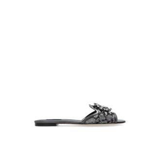 Dolce & Gabbana Bianca Slides - Dames - Sandalen - Grijs - 36 EU - Leer - Schoenen