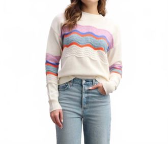 Hatley Pointelle Wave Sweater In Summer Sky Ripple