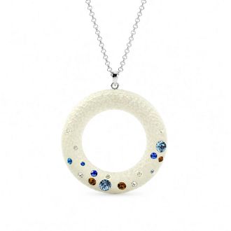 Gold & Honey Womens Confetti Donut Necklace In White