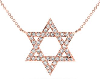 Pompeii3 1Ct TW Diamond Jewish Star Pendant 14k Gold Lab Grown Necklace 1 Tall