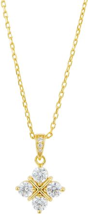 Savvy Cie Jewels GOLD PLATED OVER STERLING SILVER.925 WHITE CZ 4 GRID DROP PENDANT