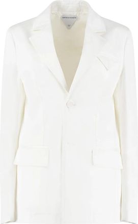 Bottega Veneta Katoenen Blazer Revers Zakken - Dames - Blazers - Wit - XS - Katoen - Jassen