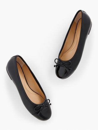 Talbots Blair Cap Toe Nappa Ballet Flats - Black - 7M Talbots