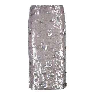 P.A.R.O.S.H. P.a.r.o.s.h., Rokken, Dames, Paars, M, Leer, Paillet Midi Rok Elastische Sluiting