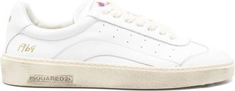 Dsquared2 White Smooth Leather Gold Detail Sneakers