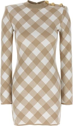 Balmain Beige Vichy dress