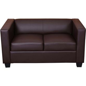 Hhg Non utilizzato] Divano sofa 2 posti lounge moderno elegante serie Lille M65 75x137x70cm ecopelle marrone