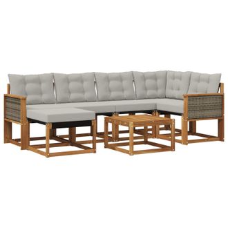 vidaXL Conjunto De Sof&aacute;s De Exterior 7 Pcs Natural Y Gris Claro Vidaxl