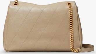 Tory Burch Womens Shoulder Bag Charlie Leather Beige