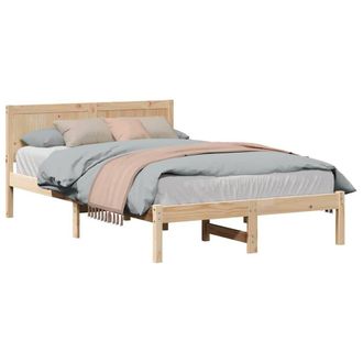 Berkfield Home Pine Wood Bed Frame Natural Solid Pine wood 120 x 190 cm Durable in Light Brown