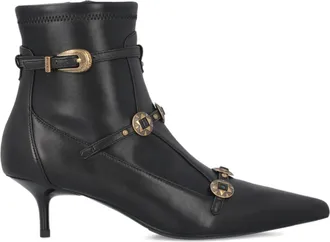 Pinko Black Gloria 20 Leather Kitten-Heel Boots