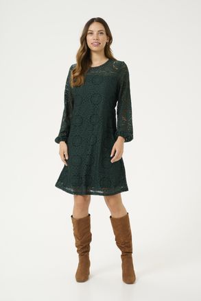 Cream Jurk Feminine dark green