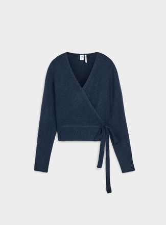 Twik Womens Fluffy knit crossover Cardigan Sweater