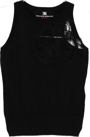 Ermanno Scervino Sleeveless Tops, female, Black, XS, Black Floral Embroidery Sleeveless Top