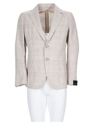 Tagliatore Tailored Checkered Blazer With Notch Lapel And Structured Shoulders