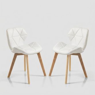 Oresteluchetta Juego De 2 Sillas De Dise&ntilde;o En Madera Y Piel Sint&eacute;tica Para Cocina Spark - Blanco