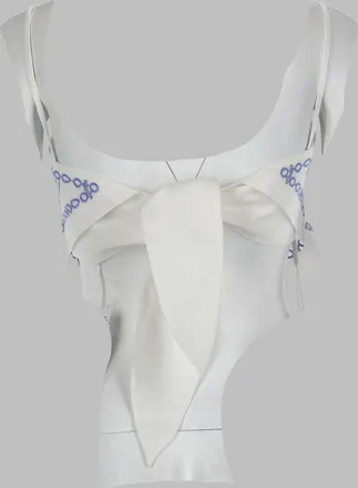 Self Portrait Embroidered Linen Blouse - White