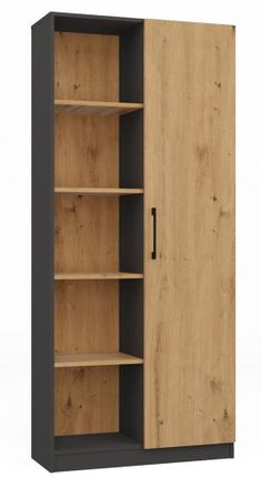 Topeshop Hucoco - Villme - Librer&iacute;a De Dise&ntilde;o Minimalista - 1 Puerta + 10 Estantes - 80x30x182 Cm - Mueble De Almacenaje