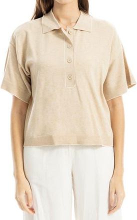 Max Studio Boxy Polo Sweater in Husk/Ivory at Nordstrom Rack, Size X-Large