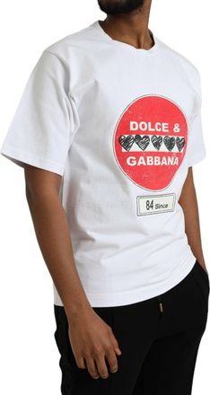 Dolce & Gabbana Mens White Amor Heart Cotton Crewneck Short Sleeve T-Shirt