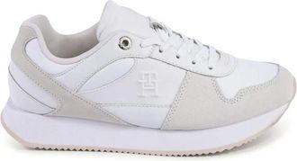 Tommy Hilfiger Schoenen, Dames, Wit, 37 EU, Leer, Witte Leren Sneakers