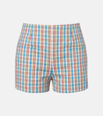 Faithfull The Brand Shorts Aurora in cotone e lino a quadri