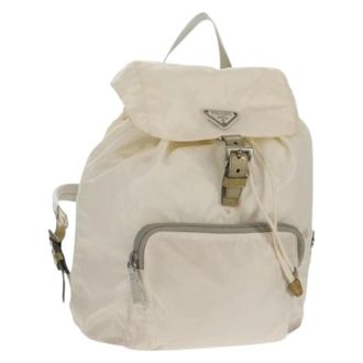 Prada Pre-owned Backpacks, female, White, Size: ONE SIZE Pre-owned Vintage Nylon Backpack