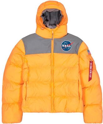 Alpha Industries Alpha Industries Mens NASA Holographic Print Winter Jacket - Orange - Size X-Large