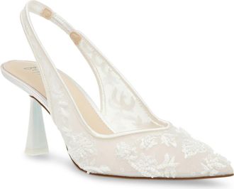 Betsey Johnson Nikki Pointed Toe Slingback Pump in Ivory at Nordstrom, Size 5.5