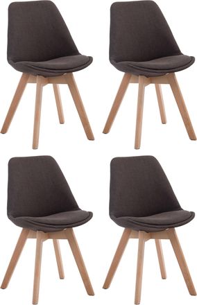 Clp Clp - Set De 4 Sillas Borneo Para Comedor En Tela Gris Oscuro Natural