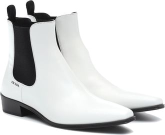 Prada White Leather 30 Ankle Boots Size 37
