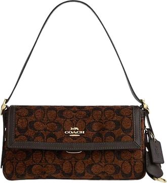 Coach (WMNS) COACH Etta Small Flap Shoulder Bag Signature Chenille Truffle CCV65-IMA7U