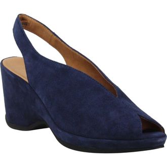 L'Amour Des Pieds Odetta Slingback Wedge in Navy Suede at Nordstrom, Size 7