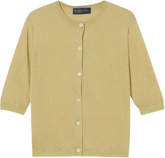 Brooks Brothers Zijdeblendvest - Dames - Vesten - Groen - M - Katoen - Truien & Vesten