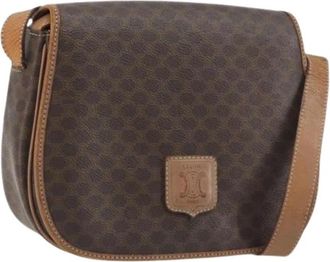 Celine Pre-owned Vintage Macadam Canvas Shoulder Bag - Dames - Vintage Schoudertas - Bruin - ONE Size - Leer - Vintage